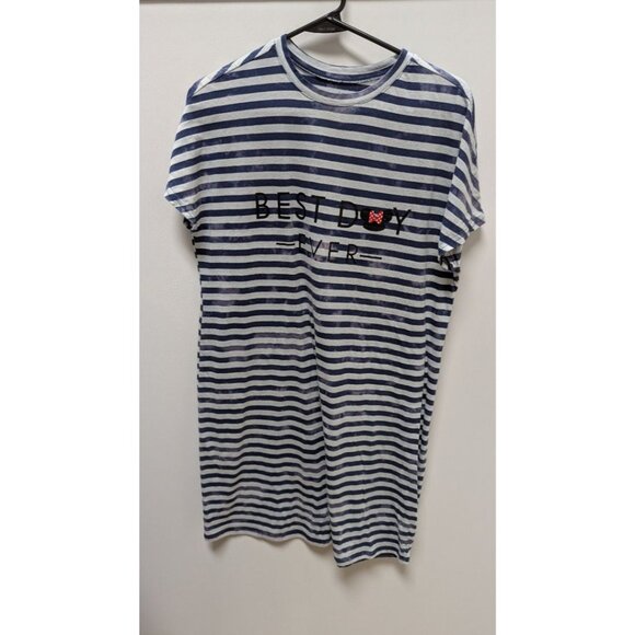 Disney Parks Navy/White Striped "Best Day Ever" Graphic Tee Dress - Picture 1 of 2